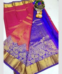 magenta and blue colour uppada pattu sarees with Kanchi Border design
