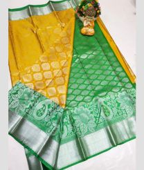olive and green colour uppada pattu sarees with Kanchi Border design