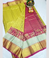olive and magenta colour uppada pattu sarees with Kanchi Border design