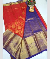 brown and blue colour uppada pattu sarees with Kanchi Border design