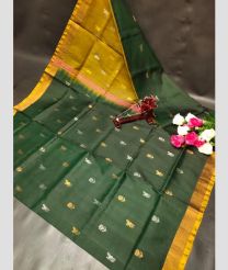 green colour uppada pattu sarees with All over Nakshtra Buttas design