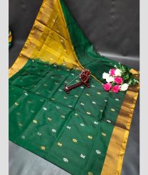 green and olive colour uppada pattu sarees with All over Nakshtra Buttas design