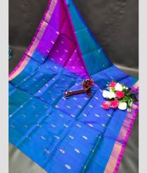 purple and cyan blue colour uppada pattu sarees with All over Nakshtra Buttas design