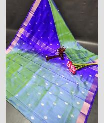 blue and olive green colour uppada pattu sarees with All over Nakshtra Buttas design