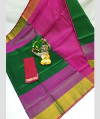 green and purple colour uppada pattu sarees with Kaddy Border design