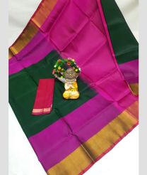 purple and green colour uppada pattu sarees with Kaddy Border design