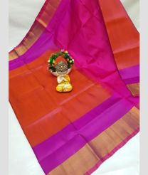 coral and purple colour uppada pattu sarees with Kaddy Border design