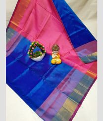 pink and blue colour uppada pattu sarees with Kaddy Border design