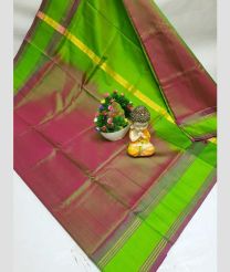 green and light purple colour uppada pattu sarees with Kaddy Border design