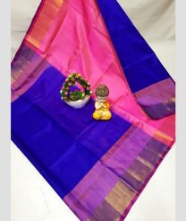 navy blue and pink colour uppada pattu sarees with Kaddy Border design