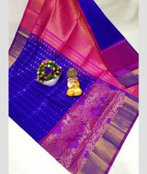 blue and magenta colour uppada pattu sarees with All over design