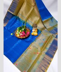 blue and olive colour uppada pattu sarees with All over design