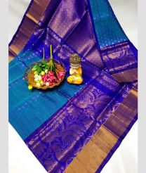blue and silver colour uppada pattu sarees with All over design