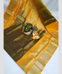 olive and charcoal colour uppada pattu sarees with All over design