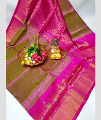 olive and magenta colour uppada pattu sarees with All over design