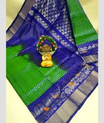 green and blue colour uppada pattu sarees with All over design