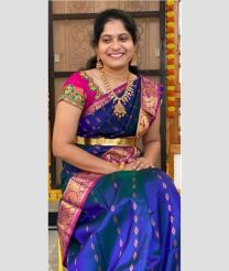 blue colour uppada pattu sarees with Kanchi Border design