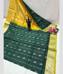 green colour uppada pattu sarees with Kanchi Border design