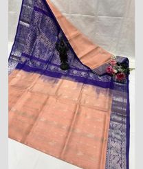 pink and silver colour uppada pattu sarees with Kanchi Border design