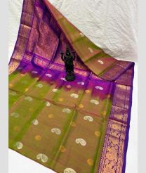 olive and purple colour uppada pattu sarees with Kanchi Border design