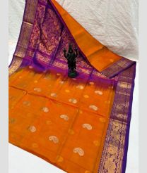 orange and brown colur uppada pattu sarees with Kanchi Border design