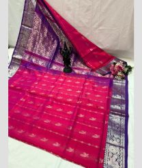 magenta and silver colour uppada pattu sarees with Kanchi Border design