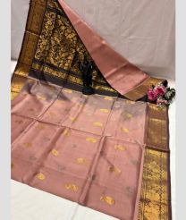 brown and pink colour uppada pattu sarees with Kanchi Border design