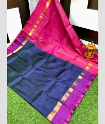 blue and magenta colour uppada pattu sarees with Plain design