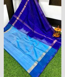 blue and light blue colour uppada pattu sarees with Plain design