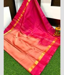 pink and magenta colour uppada pattu sarees with Plain design