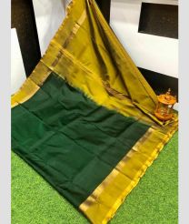 green and olive green colour uppada pattu sarees with Plain design