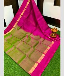 brown and purple colour uppada pattu sarees with Plain design