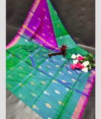 purple and green colour uppada pattu sarees with All over Nakshtra Buttas design