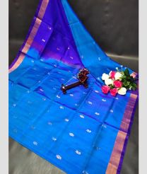 blue colour uppada pattu sarees with All over Nakshtra Buttas design