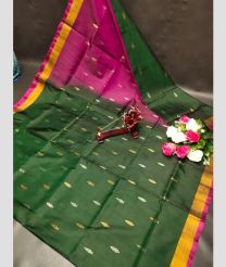 green and magenta colour uppada pattu sarees with All over Nakshtra Buttas design