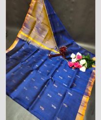 blue and gray colour uppada pattu sarees with All over Nakshtra Buttas design