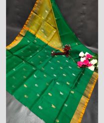 green and olive green colour uppada pattu sarees with All over Nakshtra Buttas design
