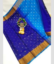 blue and navy blue colour uppada pattu sarees with All over Nakshtra Buttas design