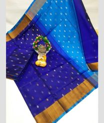 navy blue colour uppada pattu sarees with All over Nakshtra Buttas design