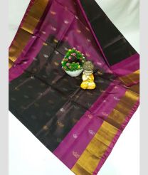 charcoal and purple colour uppada pattu sarees with All over Nakshtra Buttas design