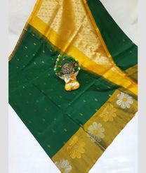 green colour uppada pattu sarees with All over Buttas design