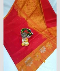 magenta red and brown colour uppada pattu sarees with All over Buttas design