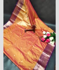 Orange With Gold  uppada soft silk sarees with All over Buttas design