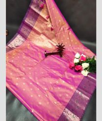 Pink  uppada soft silk sarees with All over Buttas design