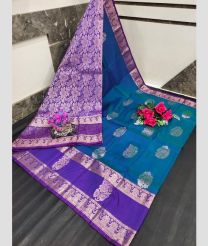 sky blue and purple colour uppada soft silk sarees with All over Buttas design