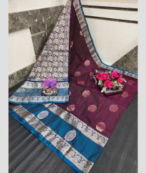 maroon and silver colour uppada soft silk sarees with All over Buttas design