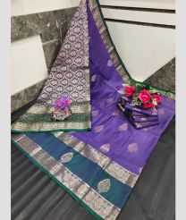 purple and silver colour uppada soft silk sarees with All over Buttas design