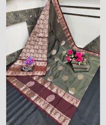 gray and silver colour uppada soft silk sarees with All over Buttas design