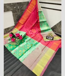 brown and light brown colour uppada soft silk sarees with All over Pochampally Ikkat design