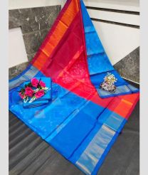 blue and red colour uppada soft silk sarees with All over Pochampally Ikkat design